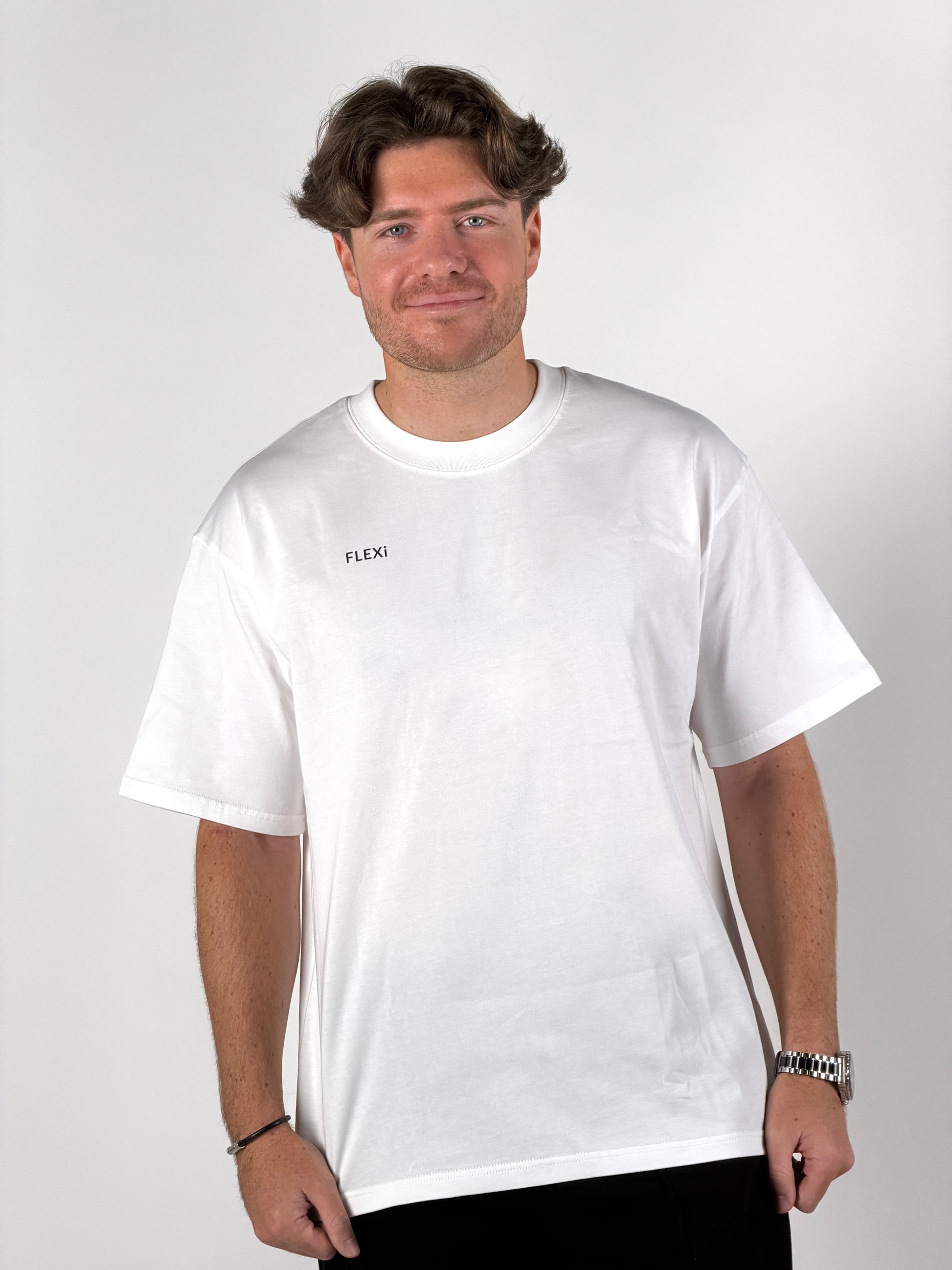FLEXi Original White T-Shirt – Relaxed Fit, Breathable Studio Essential