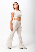 Flex & Flair - Beige Flared Leggings - FLEXi clo