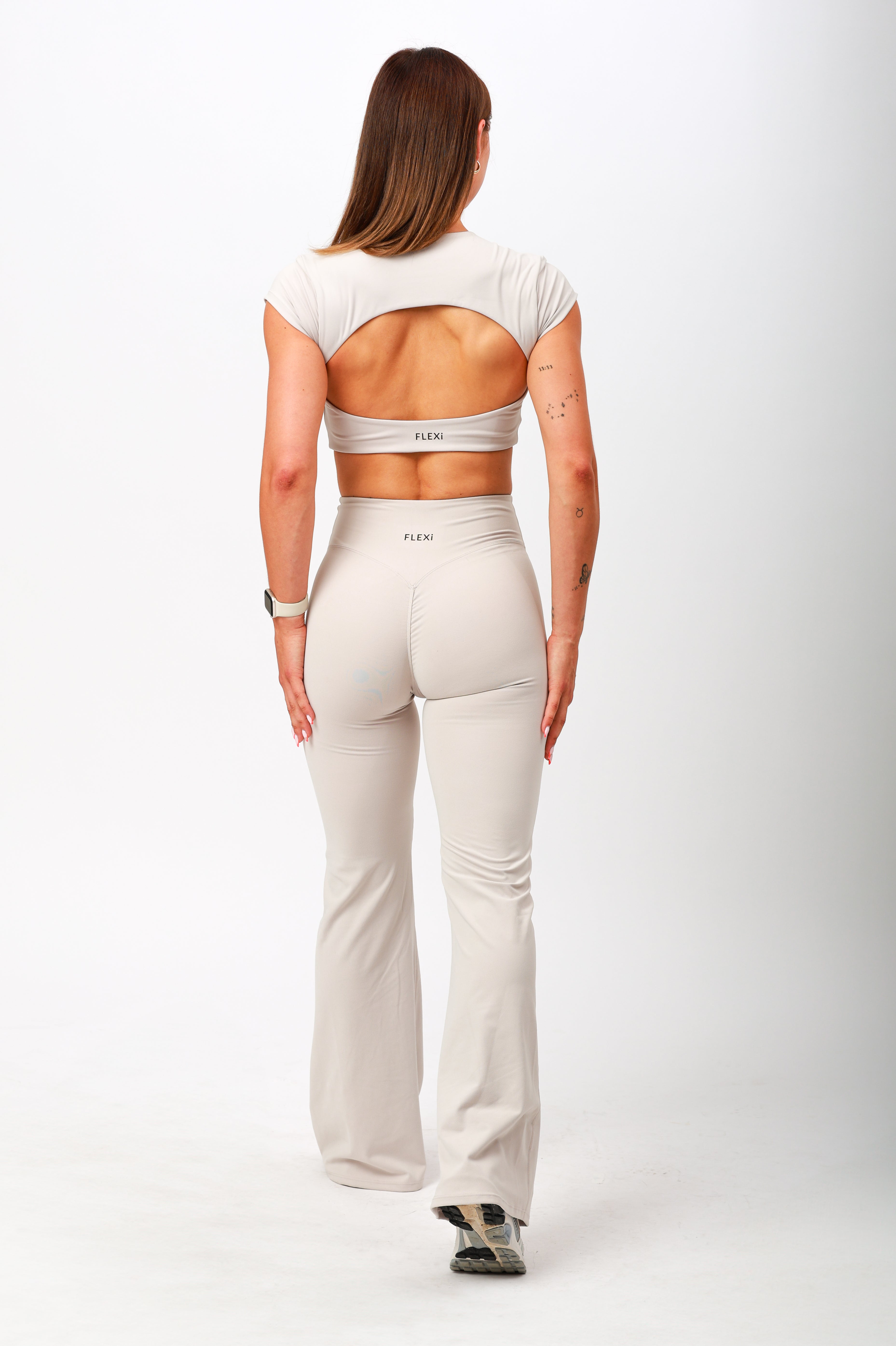 Flex & Flair - Beige Flared Leggings - FLEXi clo