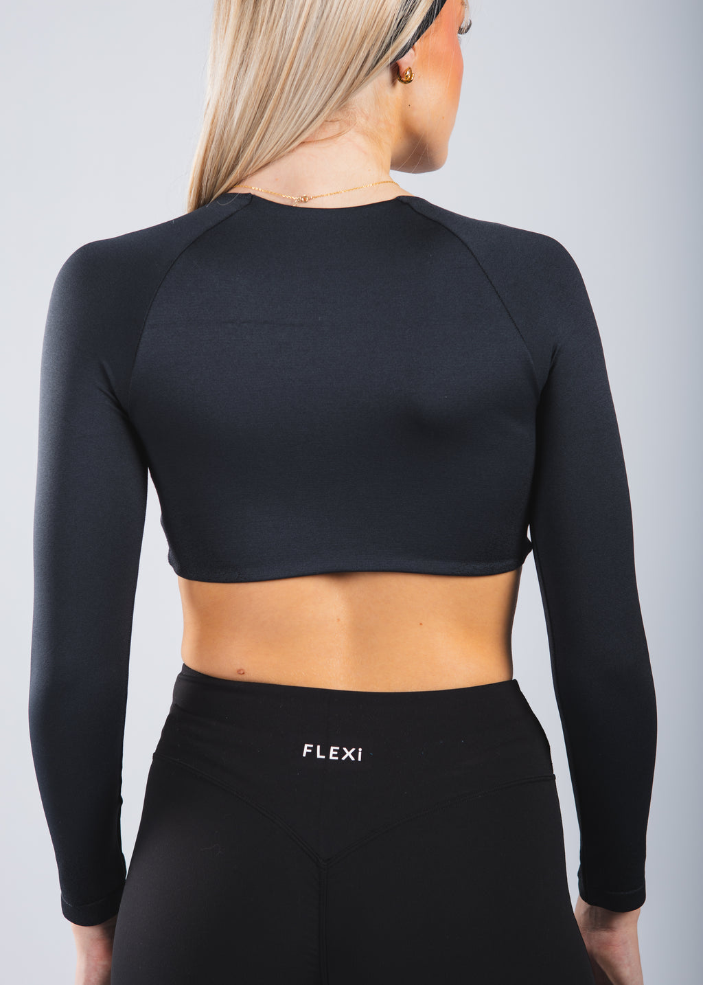 FLEXi Seamless Long Sleeve Bralette - Black - FLEXi clo