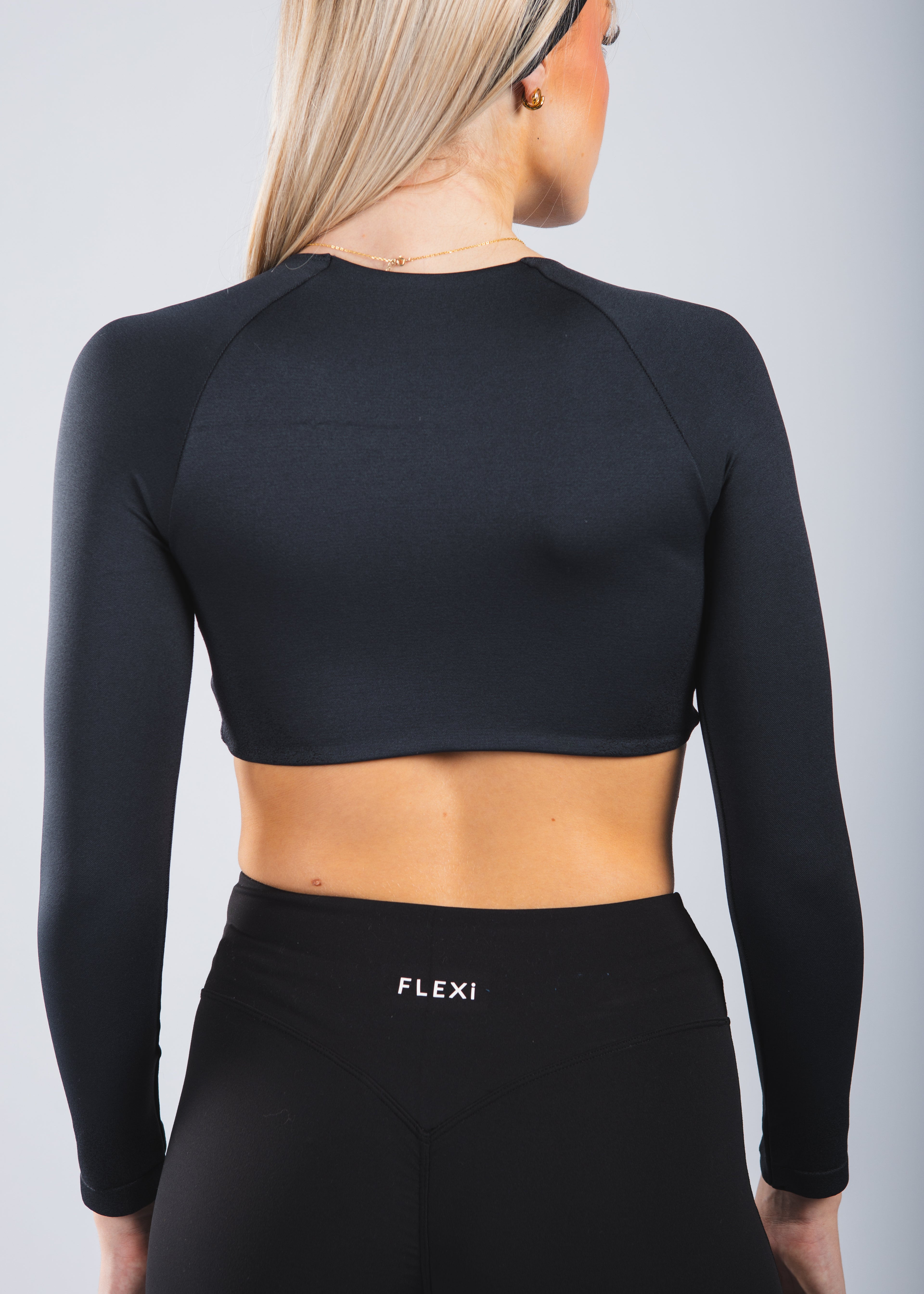 FLEXi Seamless Long Sleeve Bralette - Black - FLEXi clo