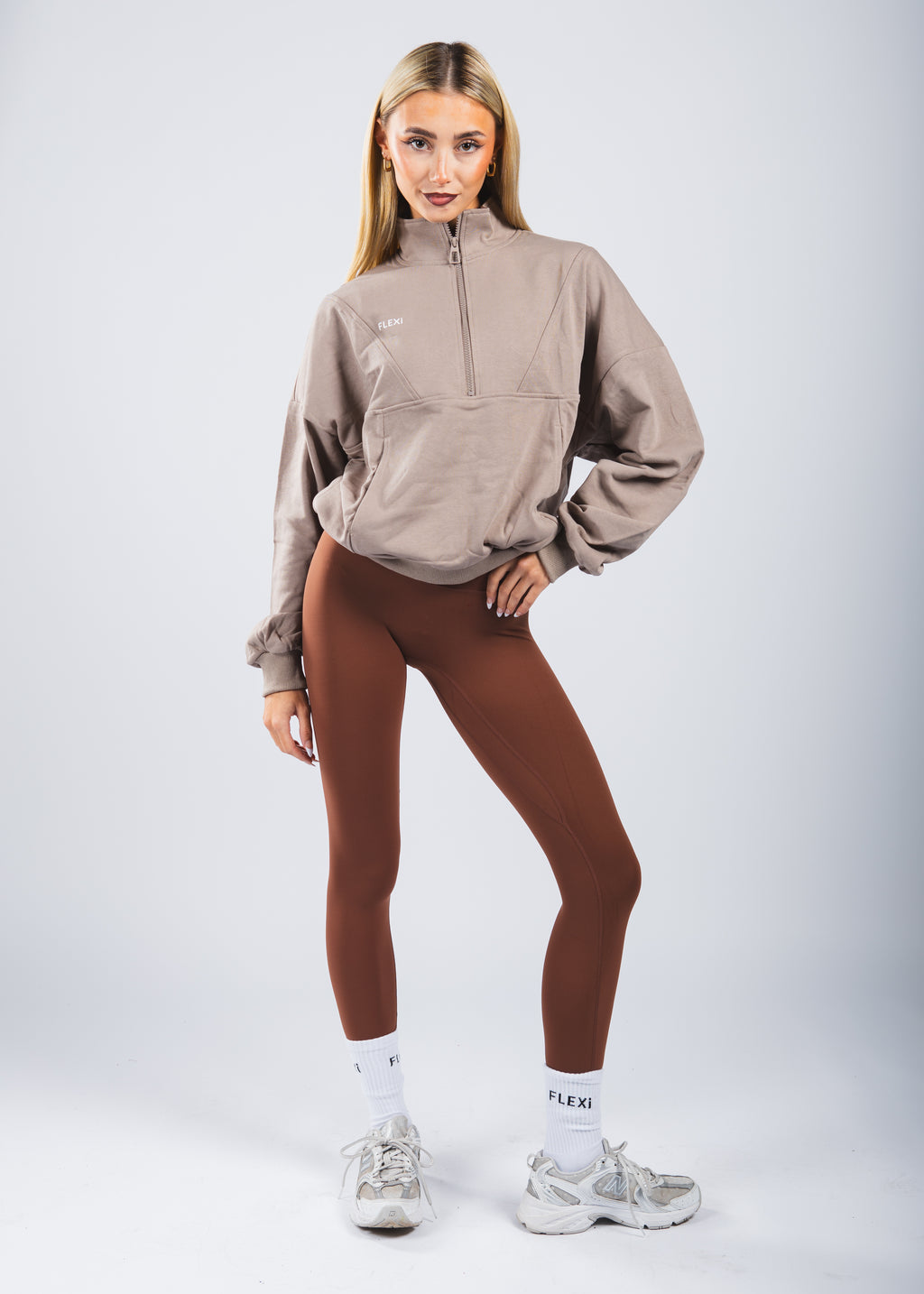 FLEXi Warm Up Quarter Zip - Stone - FLEXi clo